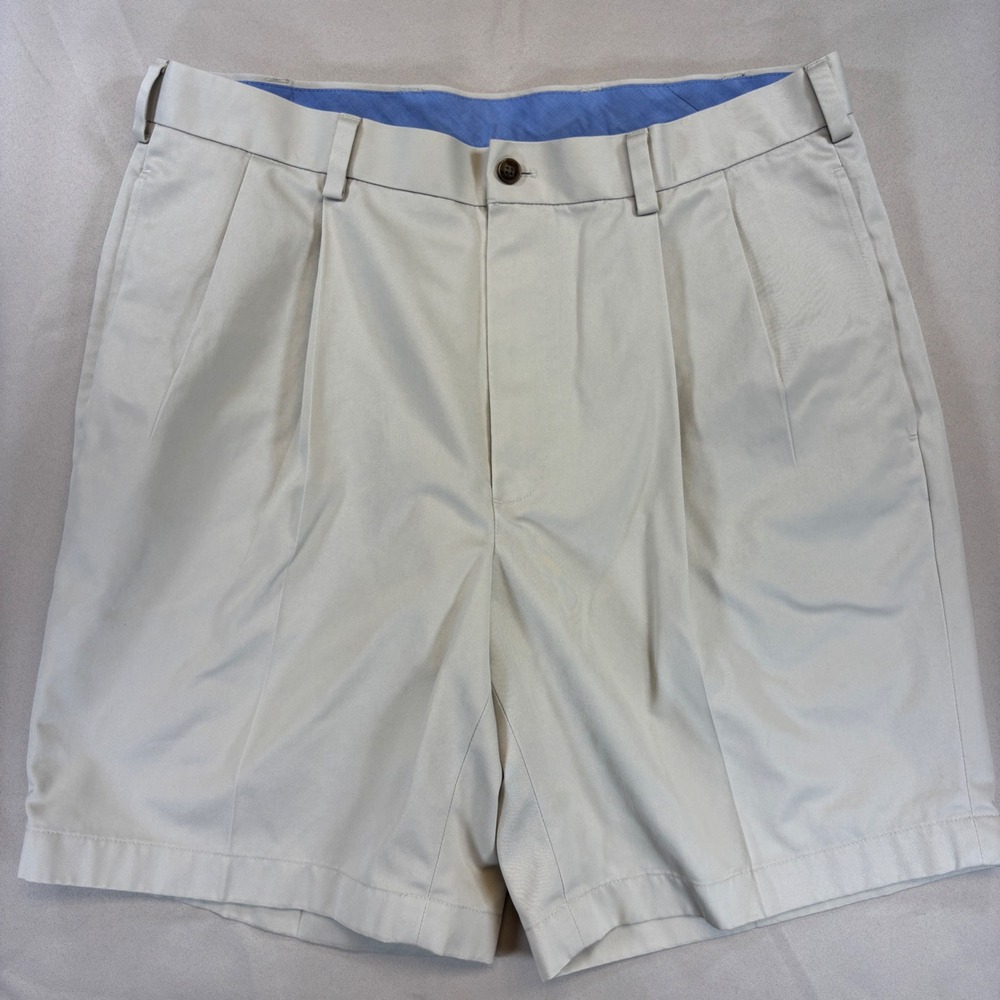 Brooks Brothers 346 Chino Shorts Mens 34 Khaki 8" Pleated Lightweight Advantage